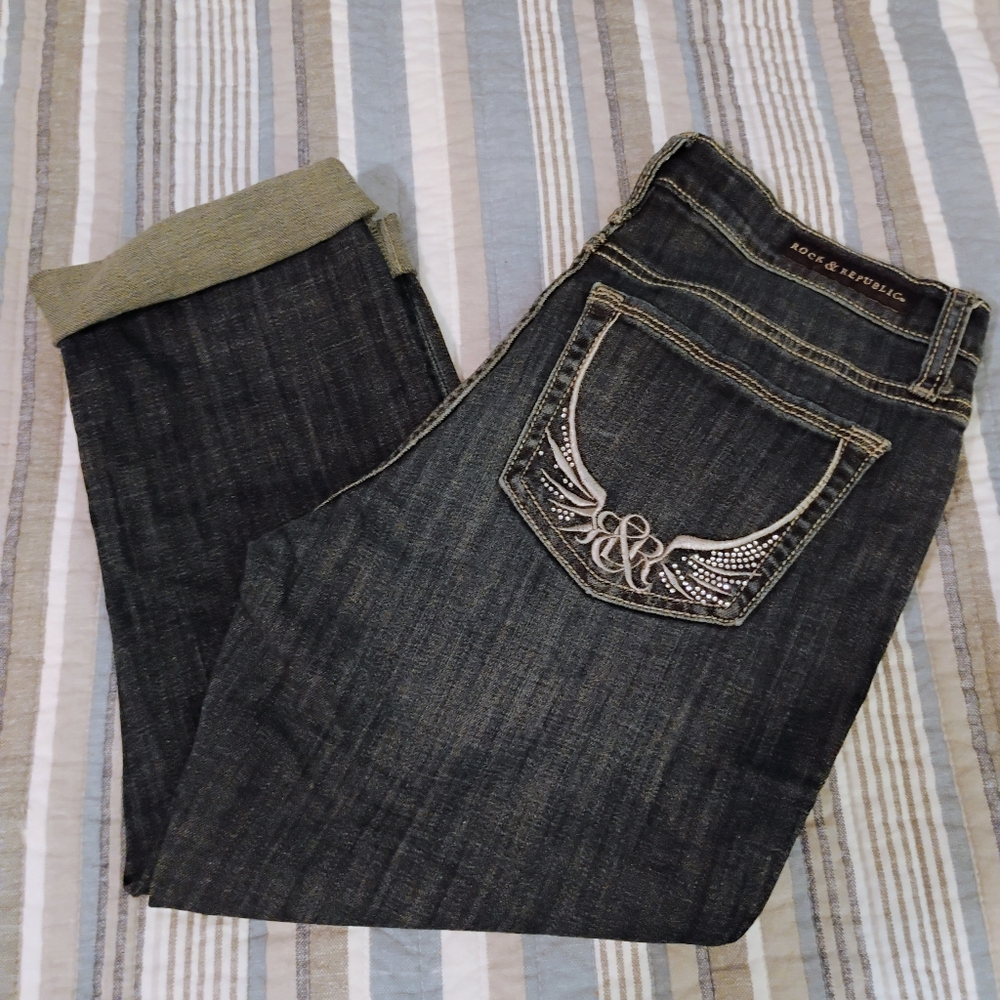Rock & Republic Dark Blue Ankle Jeans